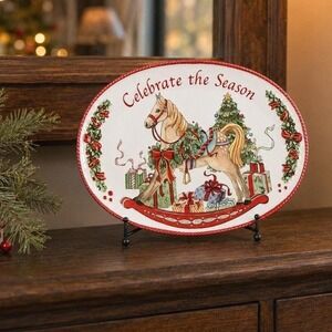Fitz and Floyd Celebrate the Season Rocking Horse Tray - Vintage Christmas Tray